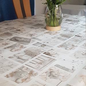 Oilcloth tablecloth 1.40 meters wide &quot;hearts&quot;.