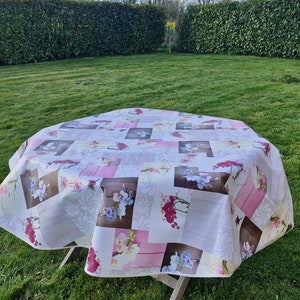 Round oilcloth 175cm wide &quot;Orchids&quot;.