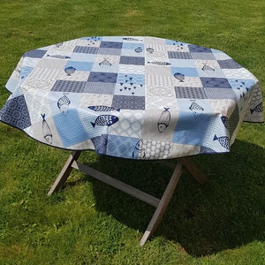 Round oilcloth 155cm wide &quot;Fish&quot;.