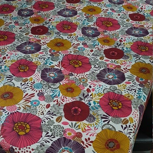 1.55m wide coated cotton canvas with flowers