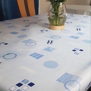 Oilcloth tablecloth 1.40 meters wide, blue.