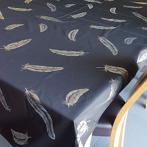 Black and silver rectangular Christmas tablecloth 240x150cm.