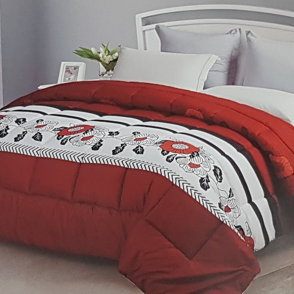 Couette extra douce  220x240cm rouge et blanche.