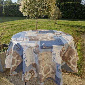 Round oilcloth 155cm wide &quot;The Ocean&quot;.