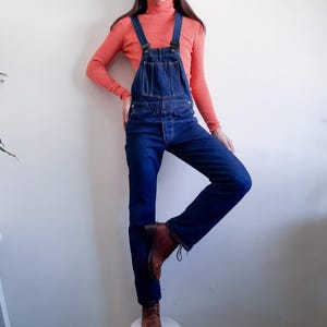 Vintage 70s 80s Navy Blue Denim Overalls Jean Overalls Dungarees Retro Jean Jumpsuit Bib Overalls Grunge Overalls
