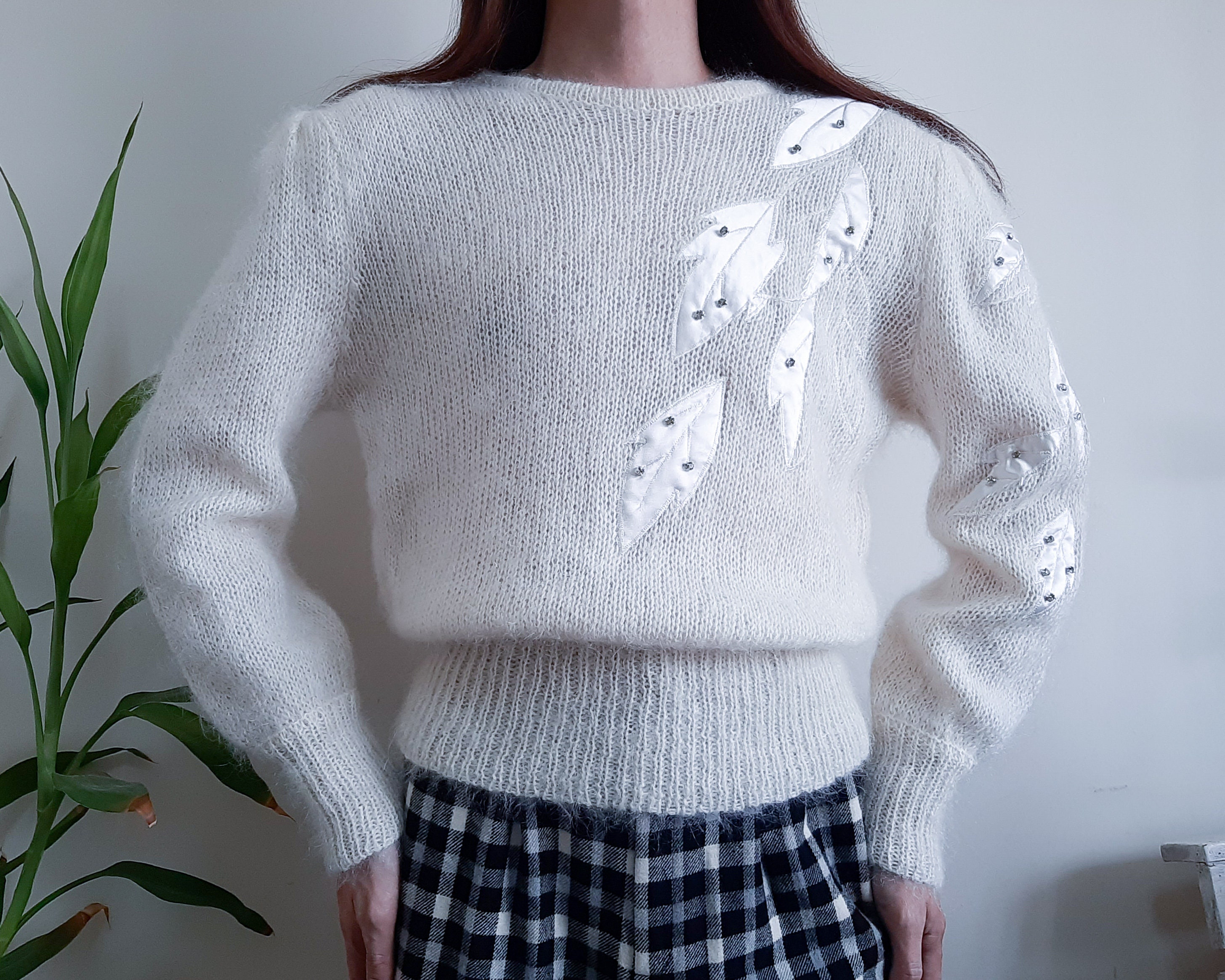 Vintage Deadstock Cream Austrian Wool Knit Puff Sleeve