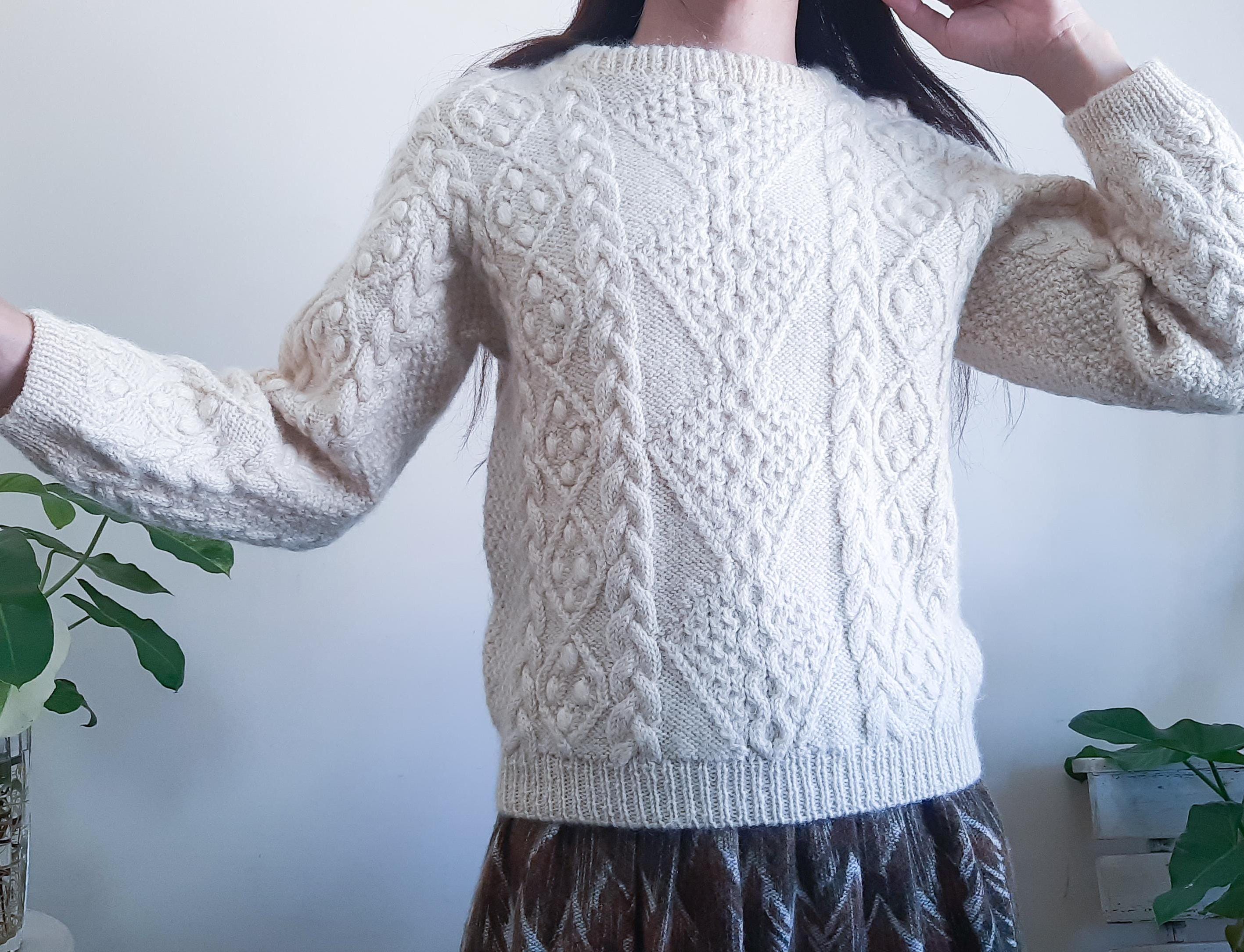 vintage FISHERMANS sweater 1970s Axello Denmark cream wool 52 / US M - L