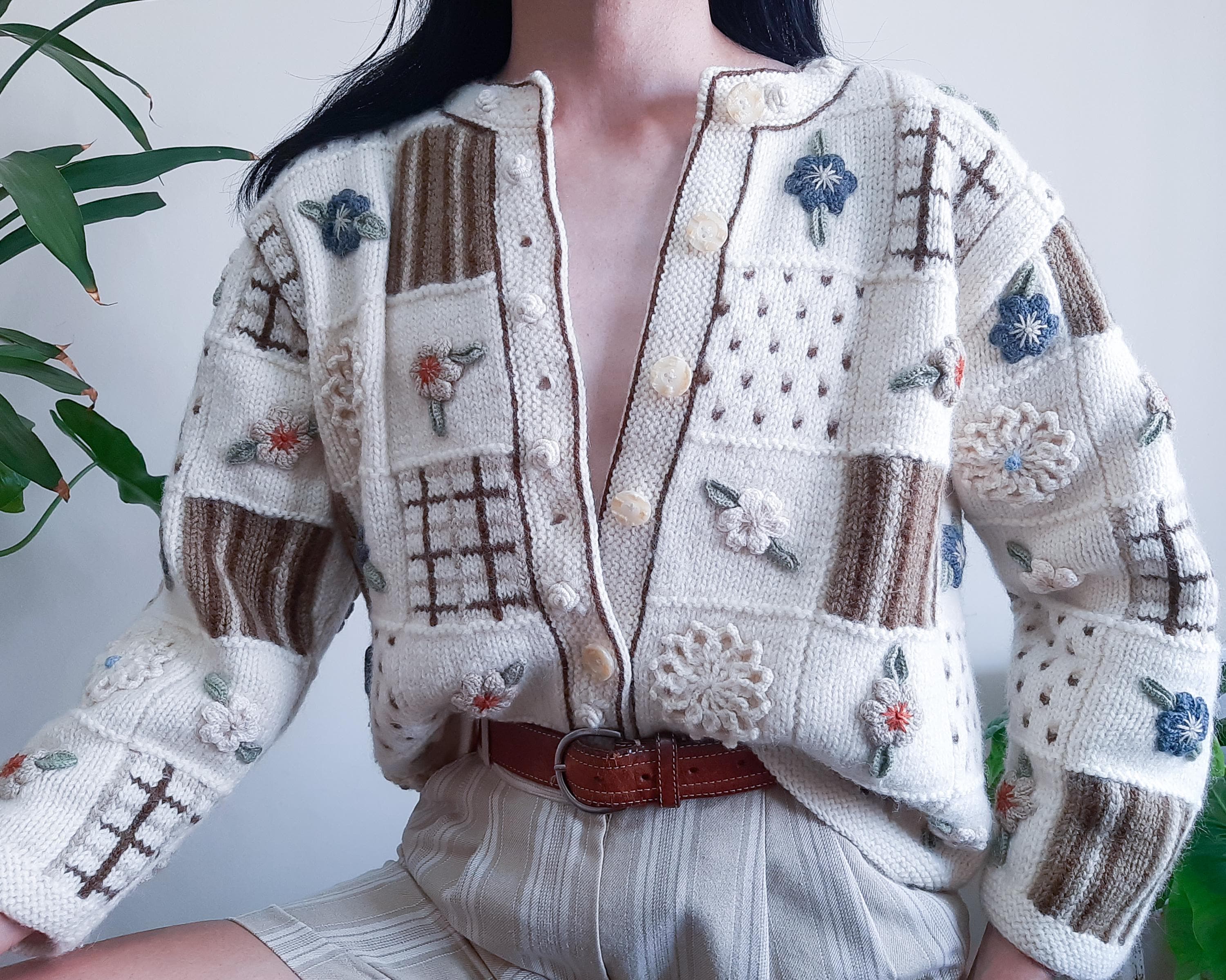 70s Floral Cardigan - Etsy