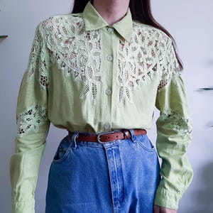 マイクラ 人気アイテム Lace Cutwork Shirt Etsy - トップス