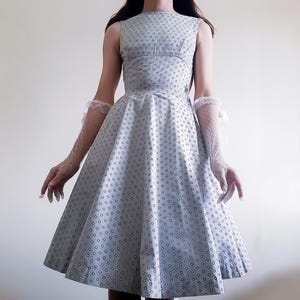 grey 50s dress Gray 1950s Halter V-Neck Swing Dress