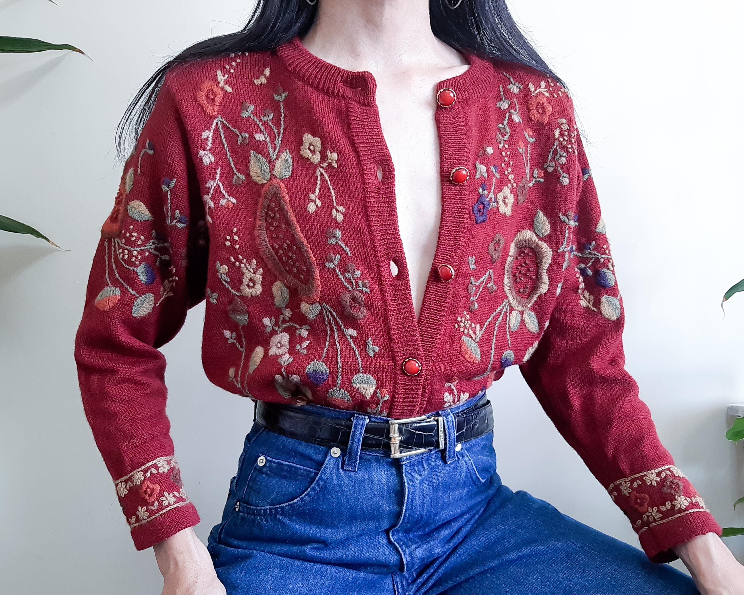 ヴィンテージ 花柄 チロリアンカーディガン ローズ 総柄 Sieger　P ヴィンテージ 花柄 チロリアンカーディガン ローズ 総柄 Sieger P