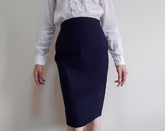 Vintage MaxMara Italien Wolle Zurück Bleistift Rock Hohe Taille Luxus Designer Größe Medium