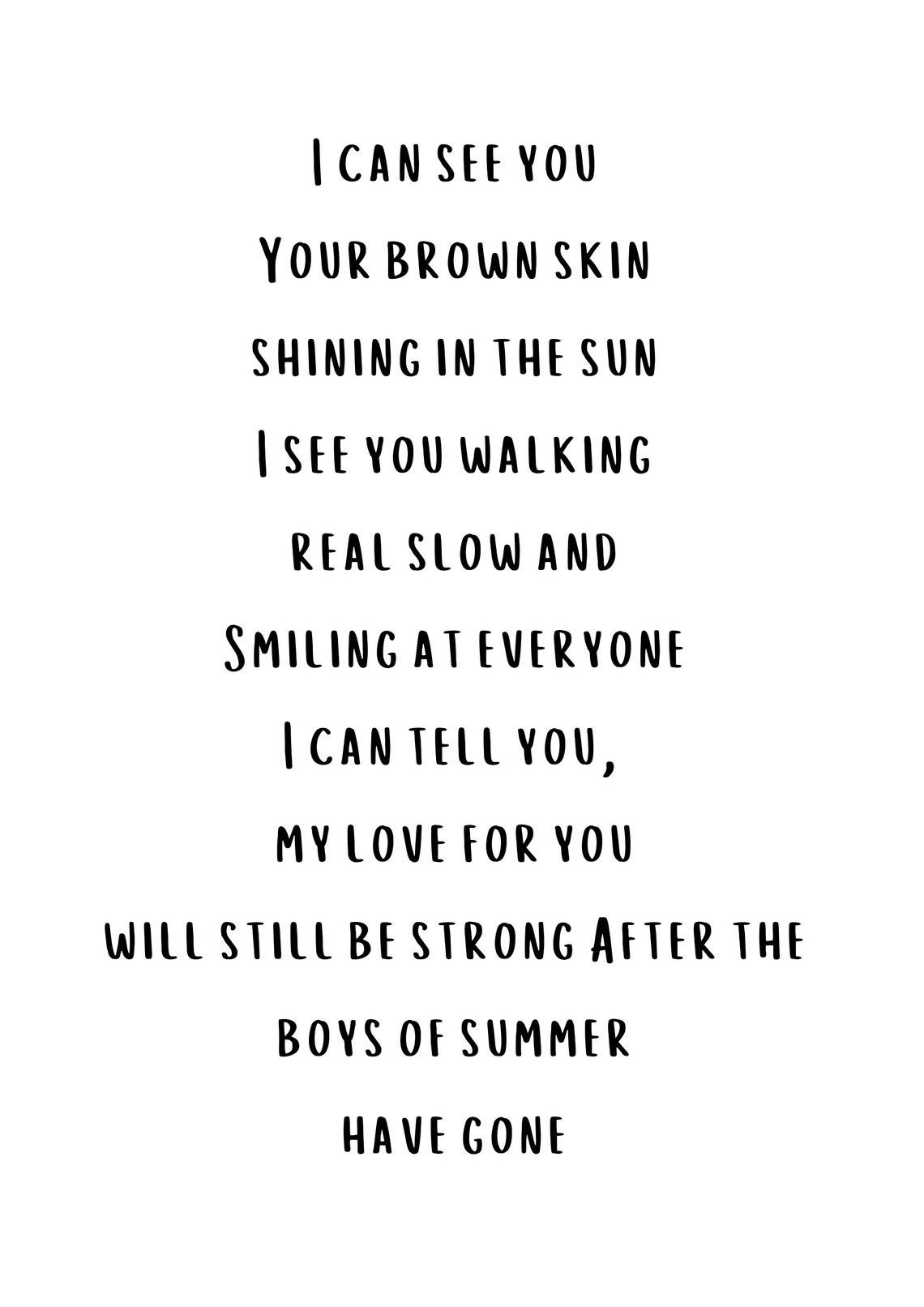 Don Henley Boys of summer lyric print Wall art / music print Etsy