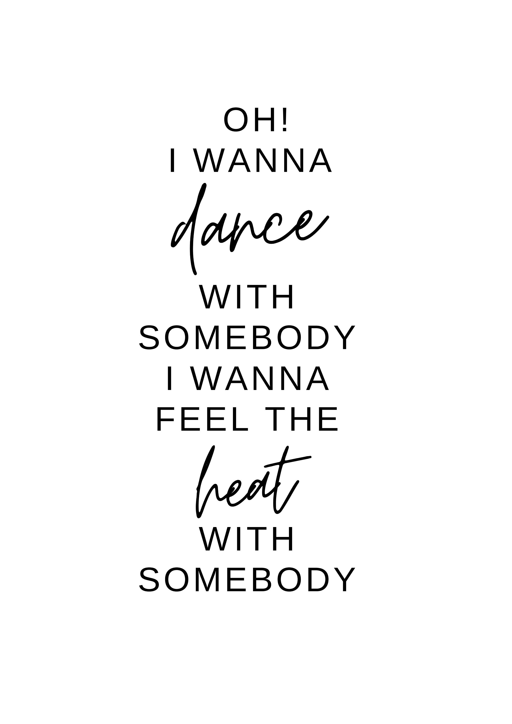 Whitney Houston i wanna dance with somebody lyric print / Etsy Whitney Houston i wanna dance with somebody lyric print / Etsy