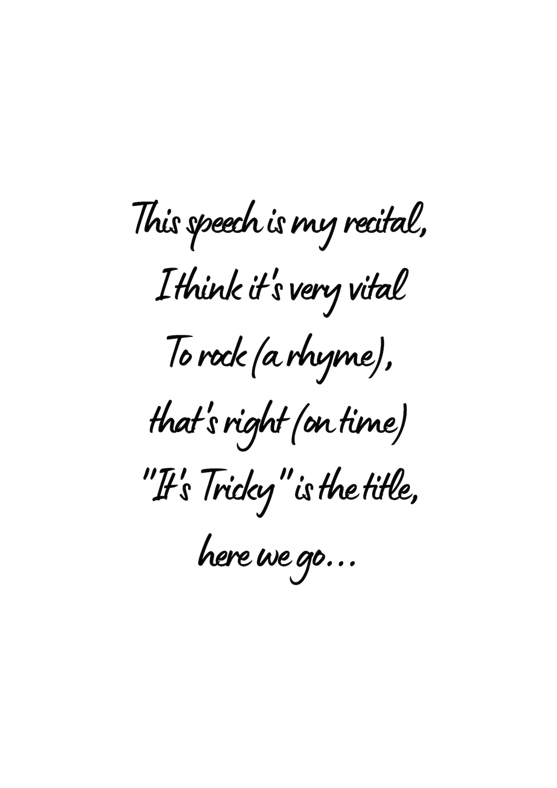 Run DMC its tricky lyric print Wall art / music print / home Etsy