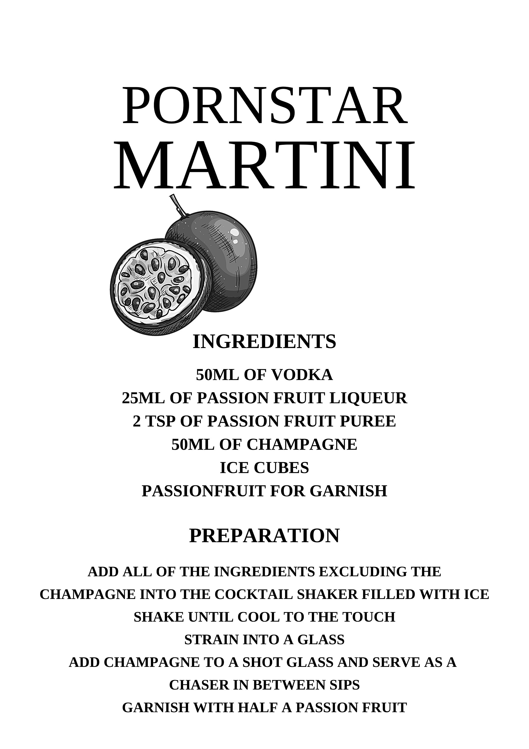 Pornstar Martini cocktail recipe quote print / wall art / Etsy