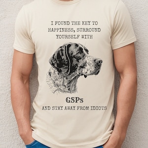 Niemiecki krótkowłosy pointer GSP pies Unisex Softstyle Crewneck T-shirt, zabawny, sarkastyczny pies koszula