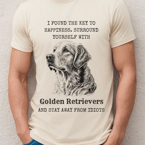 Golden Retriever Dog Unisex Softstyle Crewneck T-Shirt, Funny, Sarcastic Dog Shirt