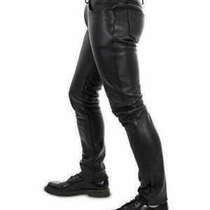 Men's Cowhide Leather Pant Biker Pant Genuine Leather Quilted Breeches ...