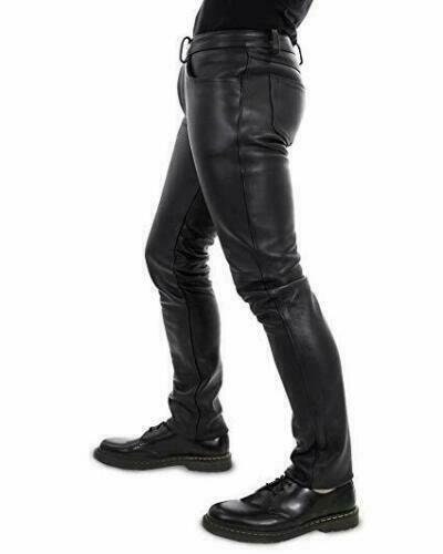 Men's Cowhide Leather Pant Biker Pant Genuine Leather Quilted Breeches ...