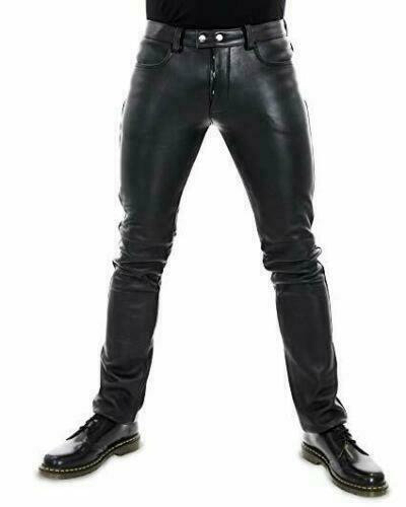 Men's Cowhide Leather Pant Biker Pant Genuine Leather Quilted Breeches ...