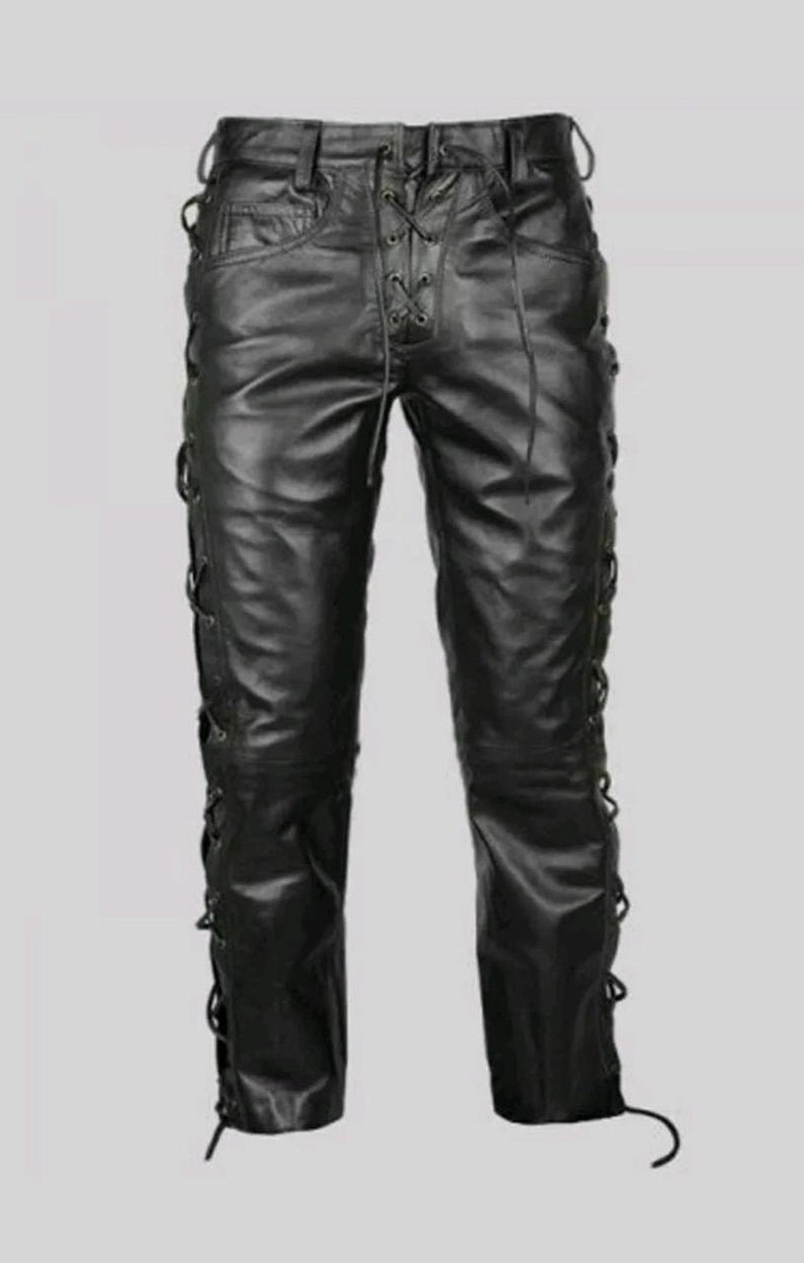 Men S Genuine High Quality Leather Pants Bluff Gay New Design And Leather Laces Motorbike Style