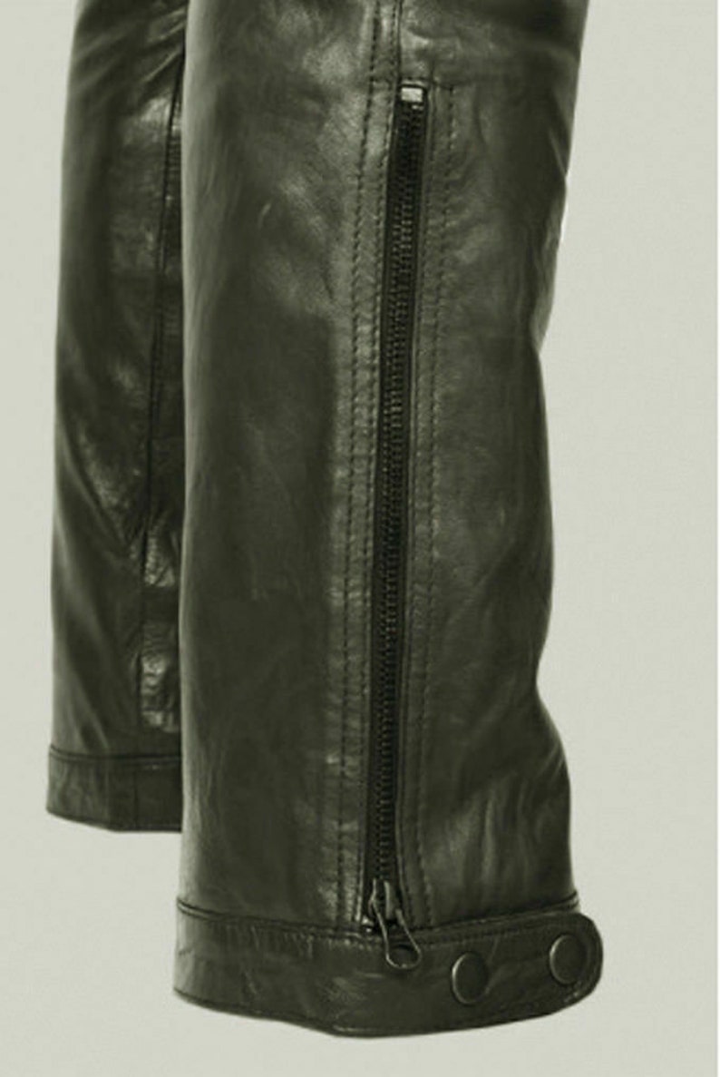 Men's Real Leather Bikers Pants Leather Quilted Knees Etsy