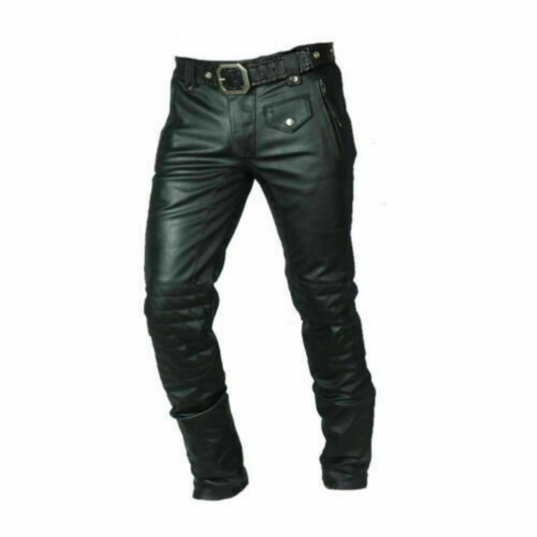 Men Real Cowhide Leather Quilted Panel Bikers Pant Quilted - Etsy