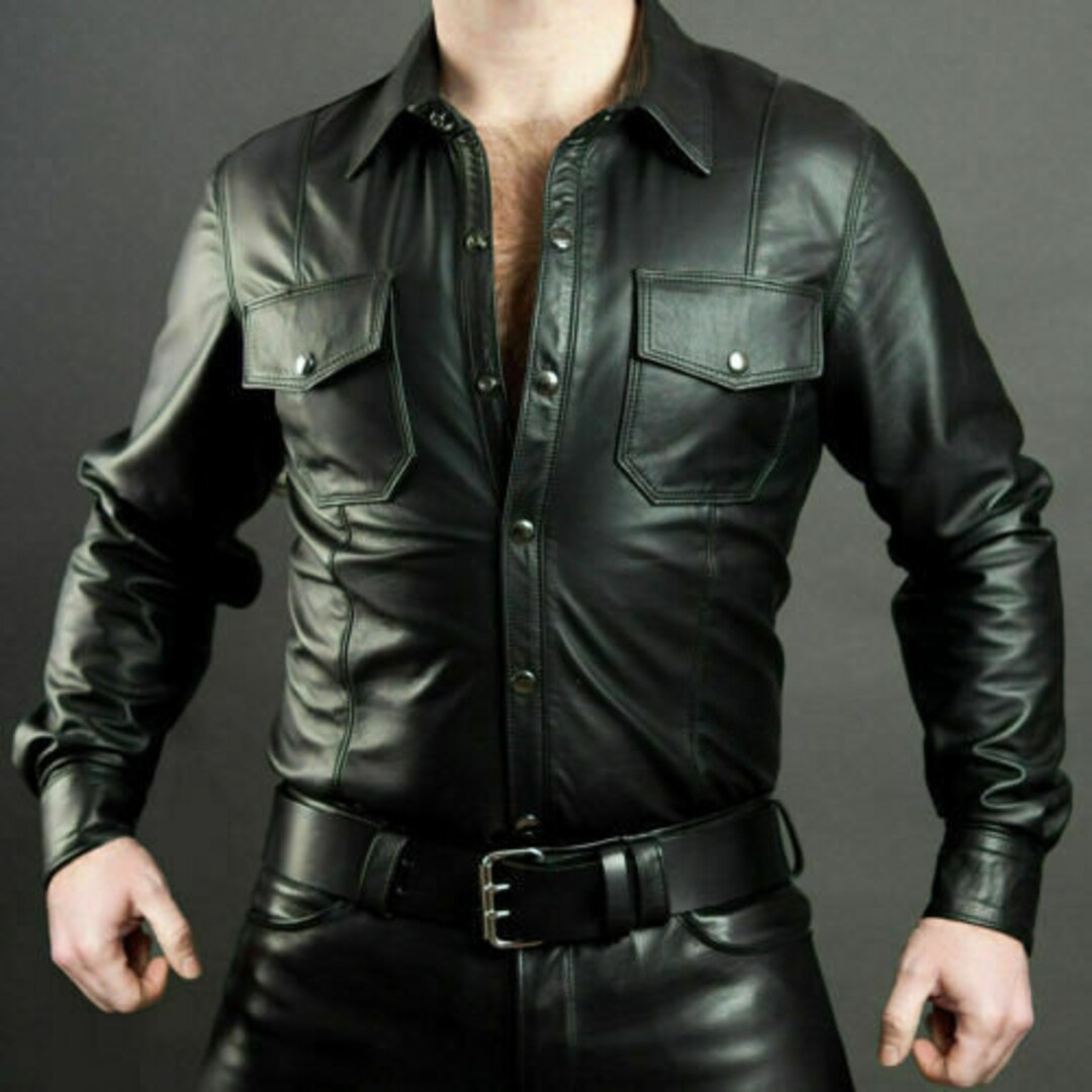 Men Real Leather Shirt Soft Attractive Party Boys Bluff Hot Uniform ...