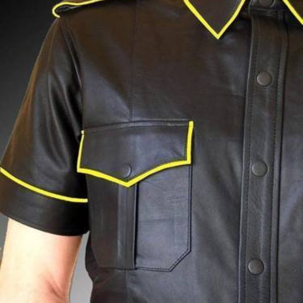 Mens Short Sleeve Leather Shirt Etsy