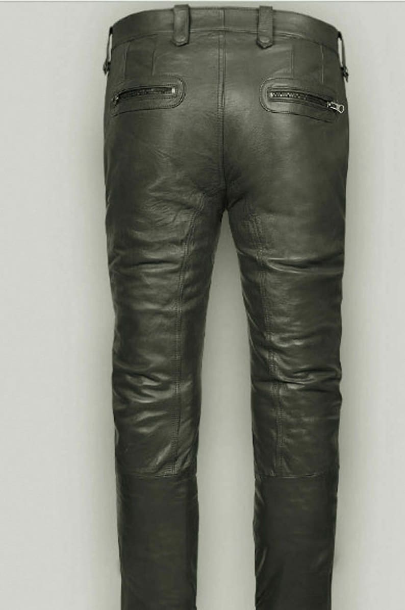 Men's Real Leather Bikers Pants Leather Quilted Knees Etsy