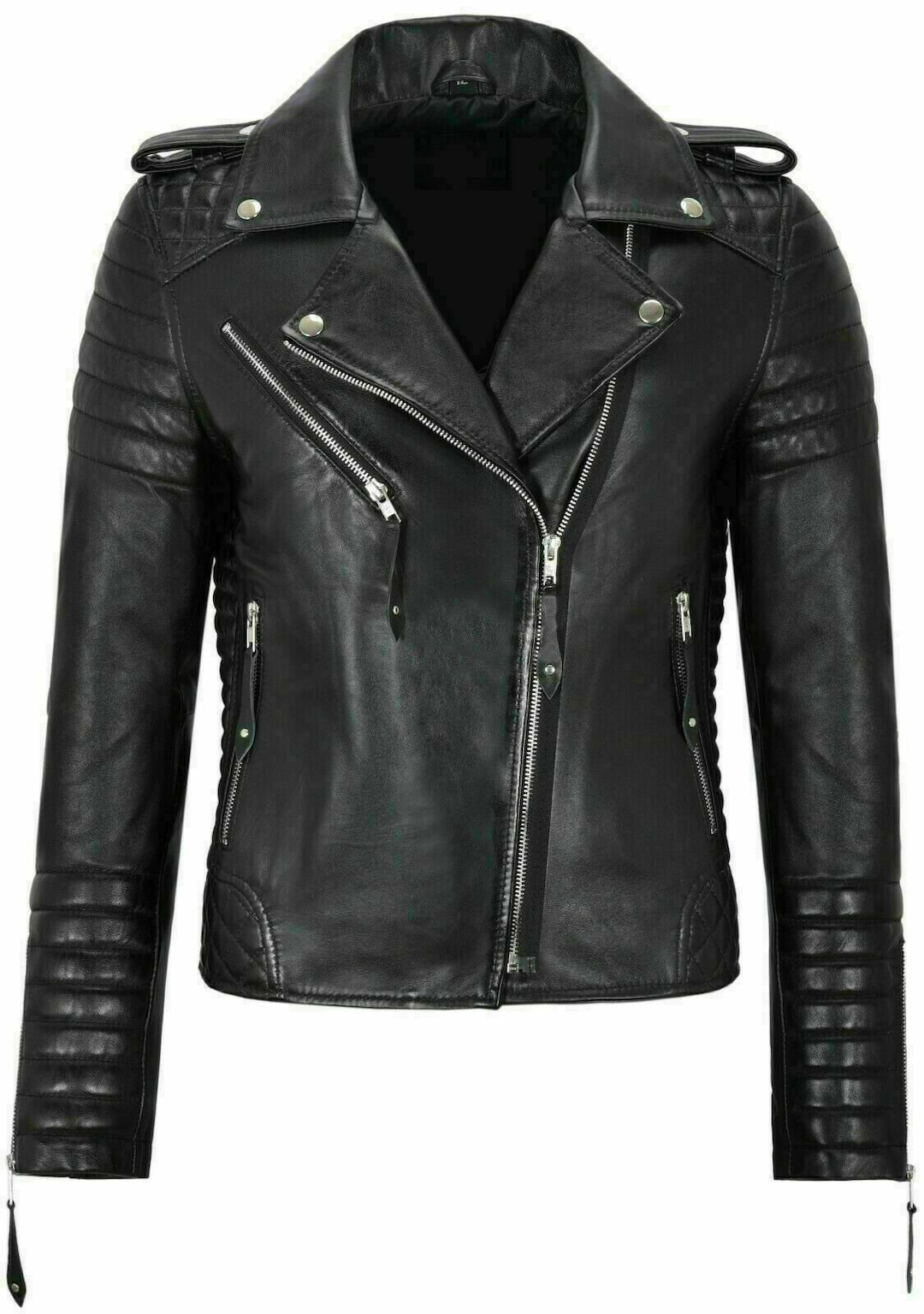 Custom Leather Jacket Women Motorbike Jacket Black Leather - Etsy