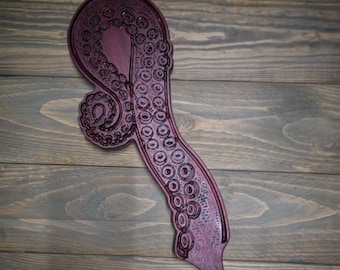 Kraken Tentacle Spanking Paddle - Exotic Purple Heart Wood, Impact Play