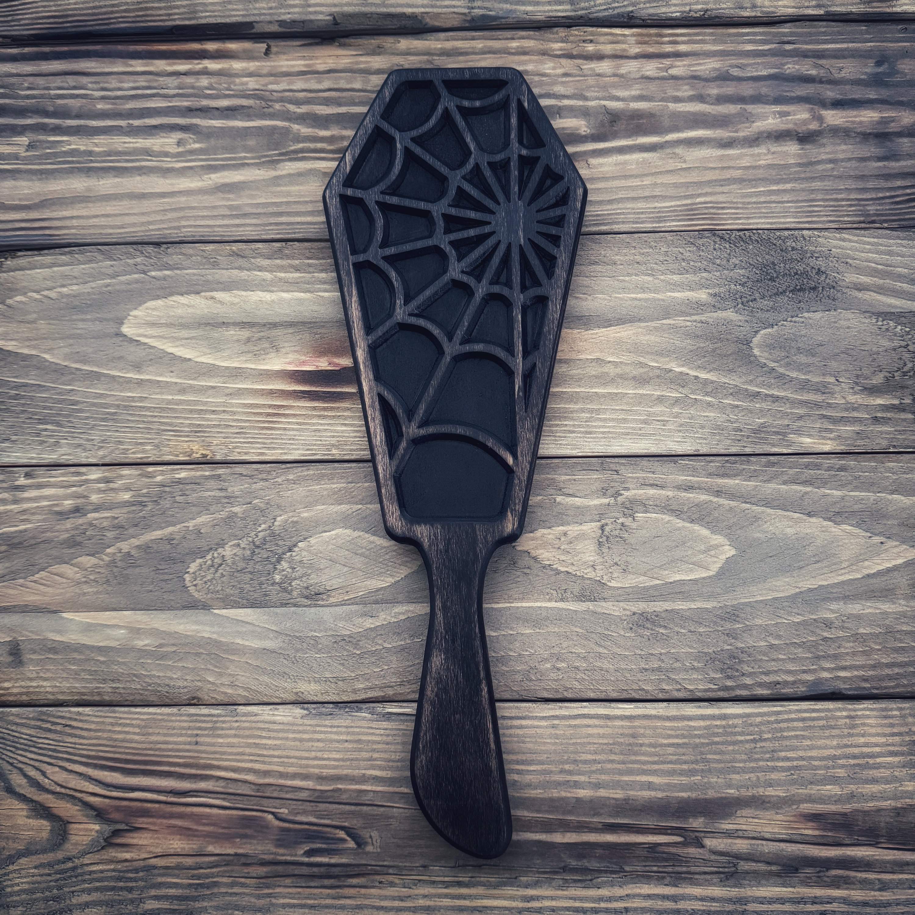 Spiders Web BDSM Paddle - Gothic Coffin Spanking Tool