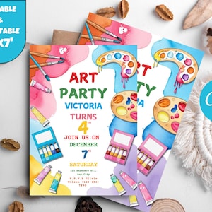 Editable Art Birthday Party Invitation, Art in Party Birthday Party Invite, Art Painting Artist Birthday Mobile Invitation