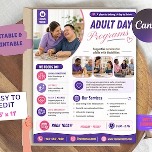 Adult Day Care Flyer Template | Senior Program IG Post (8.5x11 Inches)