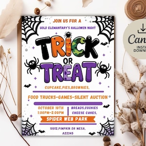Halloween Party Invitation: Trick or Treat Flyer Template (Digital Download)