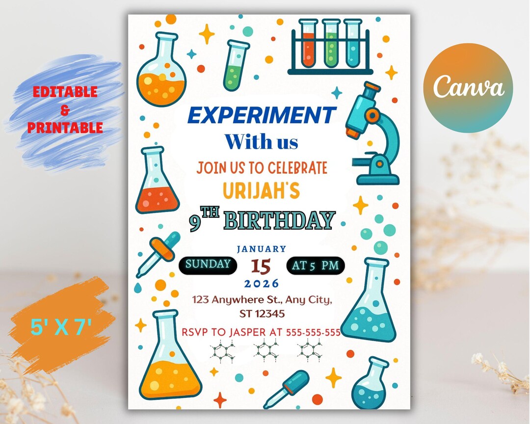 Mad Science Birthday Invitation, Lab Experiment Party (digital Download ...