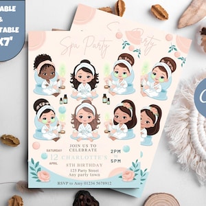 Spa Party Invitation, Editable Tween Birthday Spa Party Invite, Pamper Birthday Party Glam Party Invite,Spa Girls Birthday Invitation