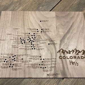 Colorado 14ers Sign I Colorado 14ers Map-Choose Your Wood