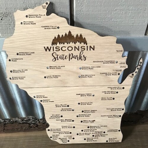 Wisconsin State Parks Map Wisconsin State Parks Checklist Etsy