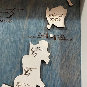 Handmade Door County Lighthouse Map Bild 4