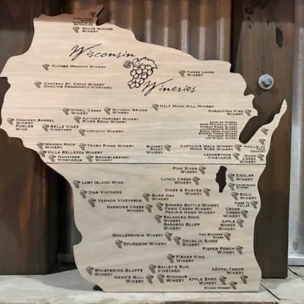 Wisconsin State Winery Sign-3 Sizes-Choose Your Wood