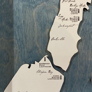Handmade Door County Lighthouse Map Bild 2