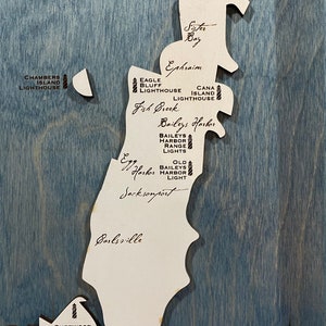 Handmade Door County Lighthouse Map Bild 3