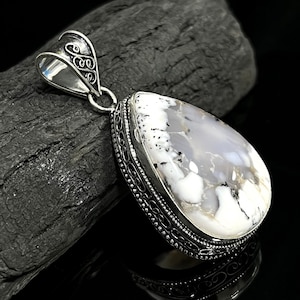 Dendritic Opal Pendant Cabochon Pendant Dendritic Opal Gemstone Vintage Pendants Handmade 925 Sterling Silver Jewelry Pendant Gift For Her