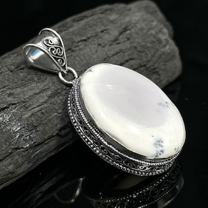 Dendritic Opal Pendant Cabochon Pendant Dendritic Opal Gemstone Vintage Pendants Handmade 925 Sterling Silver Jewelry Pendant Gift For Her