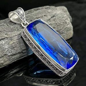 Big Tanzanite Pendants Tanzanite Handmade Gemstone Pendant Necklace 925 Starling Silver Vintage Women Jewelry Pendant Gift For Her