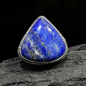 Natural Lapis lazuli Ring Lapis lazuli Silver Ring 925 Sterling Silver Ring Gemstone Ring Handmade Lapis lazuli Gemstone Ring Gift For Her