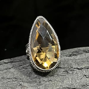 Faceted Smoky Quartz Ring Smoky Quartz Silver Ring 925 Sterling Silver Ring Gemstone Ring Handmade Smoky Quartz Gemstone Ring Gift For Her